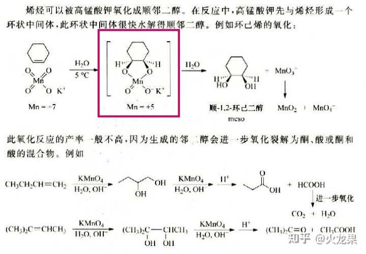 烯烃高锰酸钾氧化断键产物判断示意图