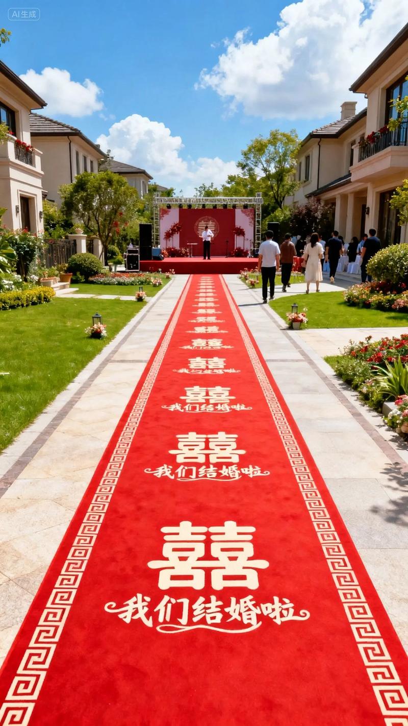 户外婚礼仪式区定制名字地毯防滑设计