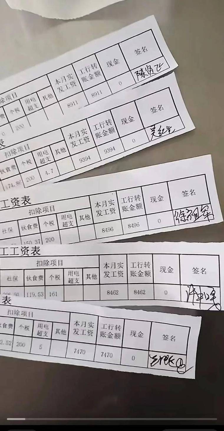拆分多项目的企业员工工资条实拍