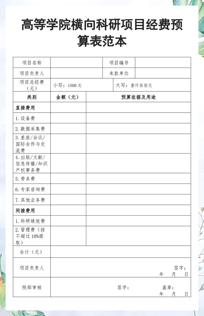 高校横向课题经费分配规则表