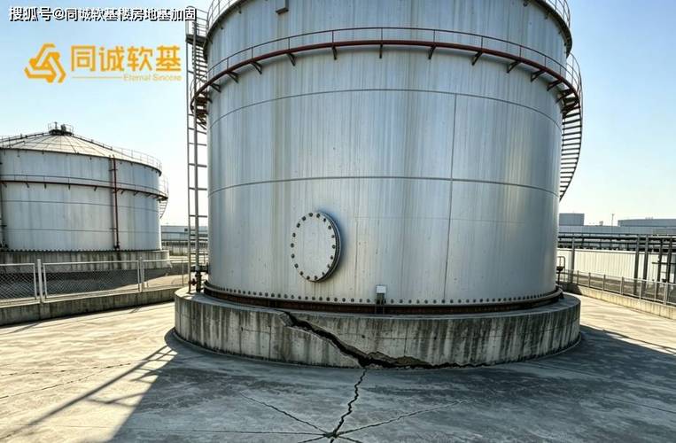 储罐不均匀倾斜开裂现场实拍图