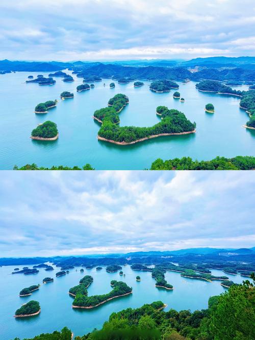 千岛湖黄山尖山顶俯瞰群岛景观