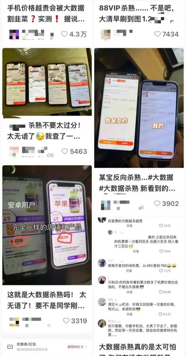 算法大数据杀熟同款商品价格对比图