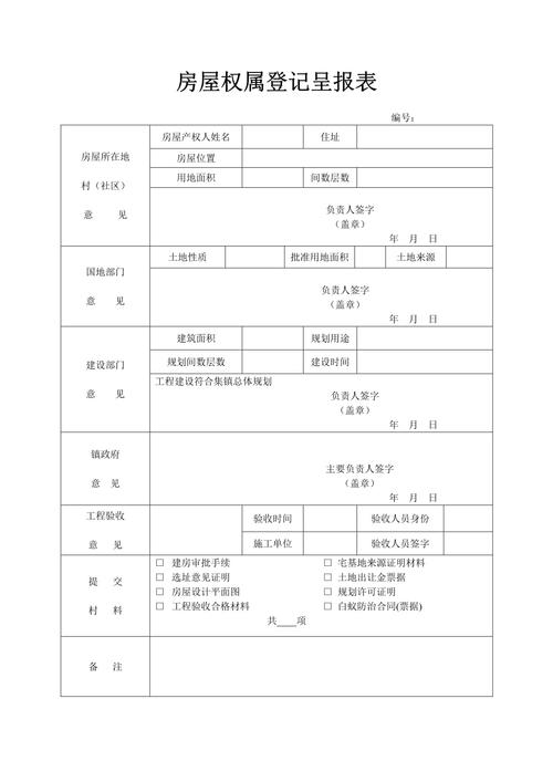 家庭房产共有权登记确认表