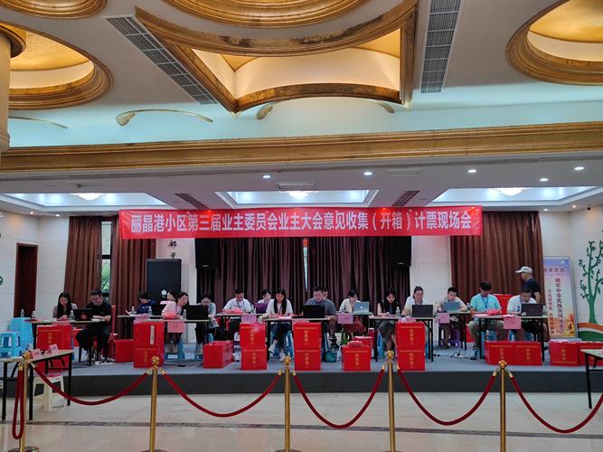 小区业主大会现场公开计票监票场景