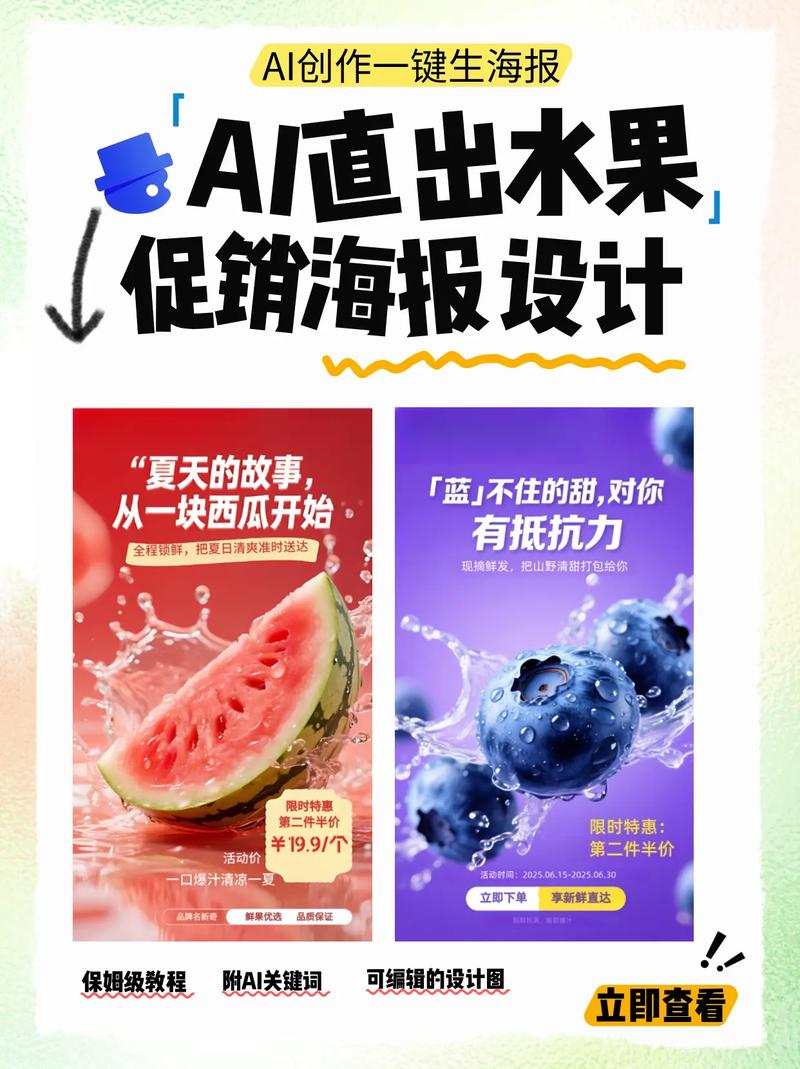 普通人用AI做水果促销海报手机界面