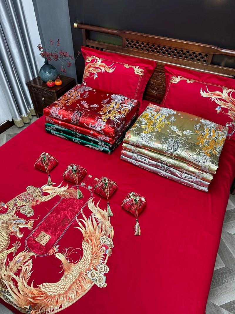 婚庆喜被颜色与面料色差对比实拍