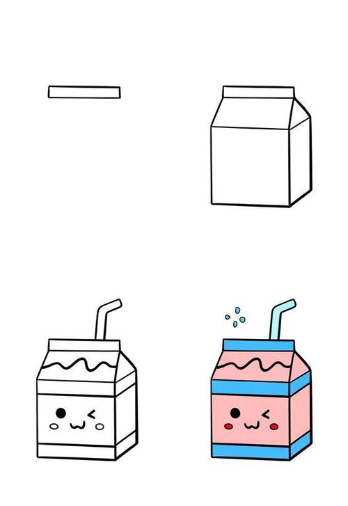 小学英语默写本上手绘的milk饮料图