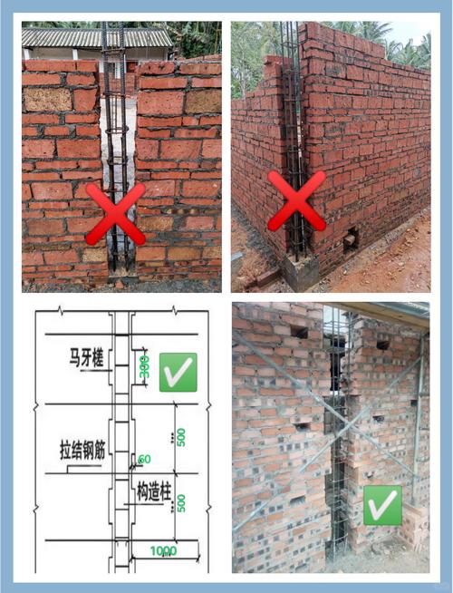 新砌墙体马牙槎拉结筋施工图