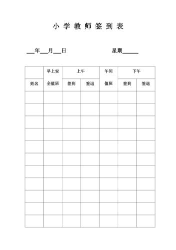 小学教师集体备课签到表