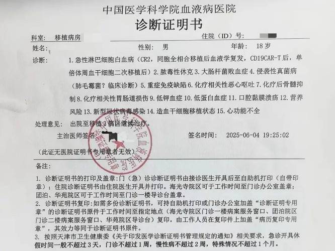 医院门诊保险理赔用诊断证明纸质样本