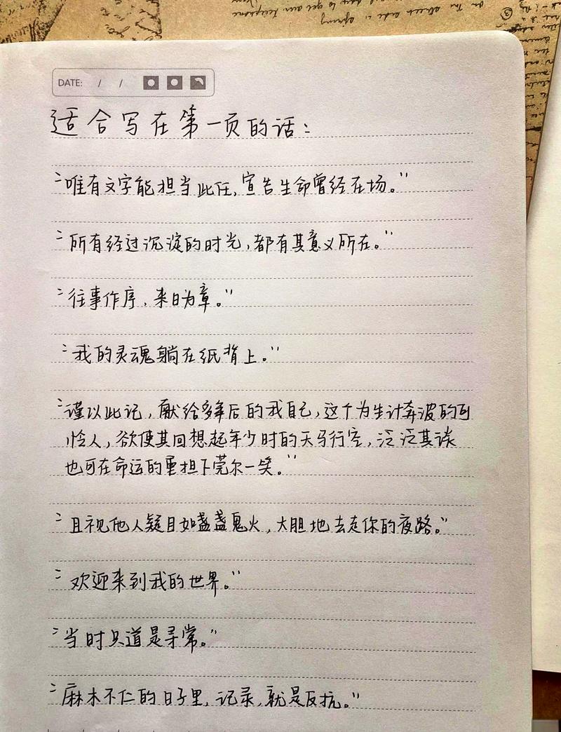 创意写作学生手写碎碎念笔记本内页