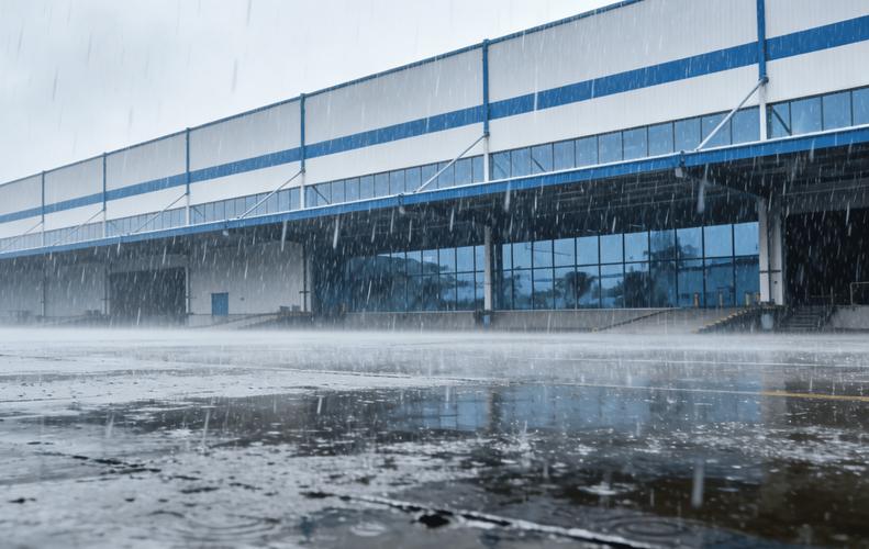 梅雨季漏雨泡湿建材的仓库现场