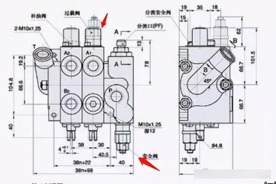 叉车液压系统多路阀与油路布置图