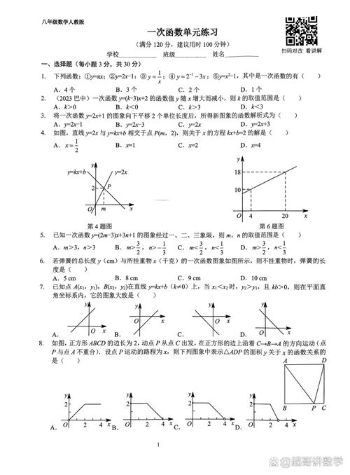 初中数学一次函数图像判断错题草稿