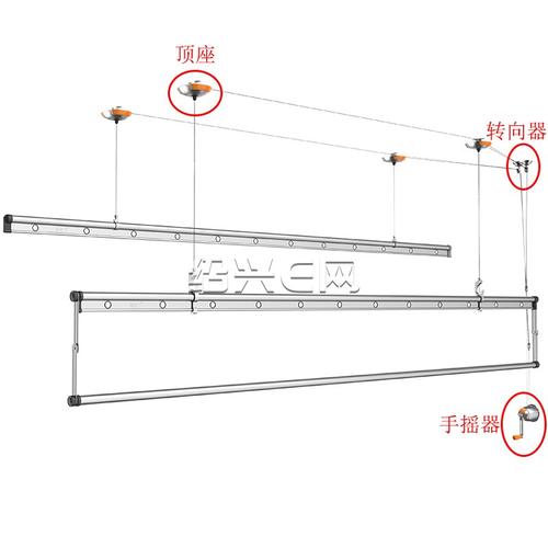 阳台顶部升降晾衣杆安装施工图