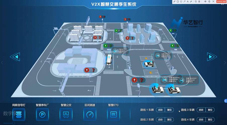 城市数字孪生平台交通流实时模拟界面