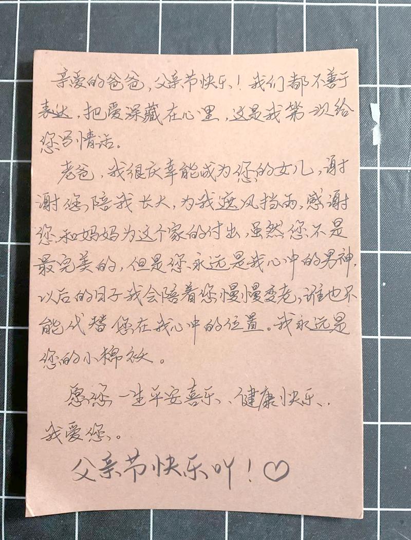 初中生写给父亲的实践作业便签手写字