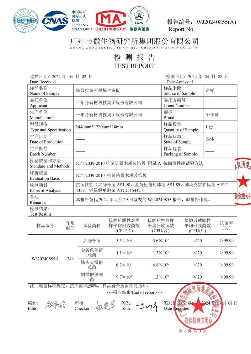 密度板环保检测报告示例