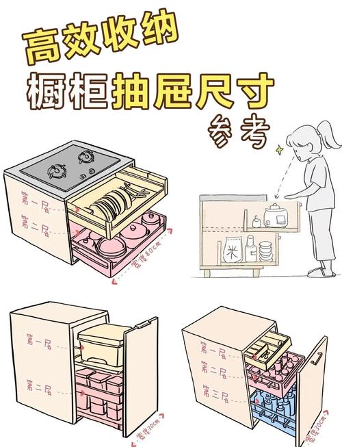 橱柜内部收纳尺寸测量方法图