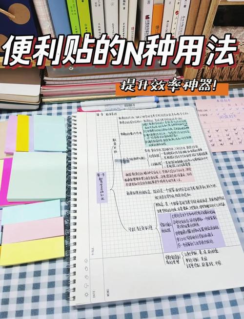 儿童用彩色便利贴整理逻辑思路的手写图