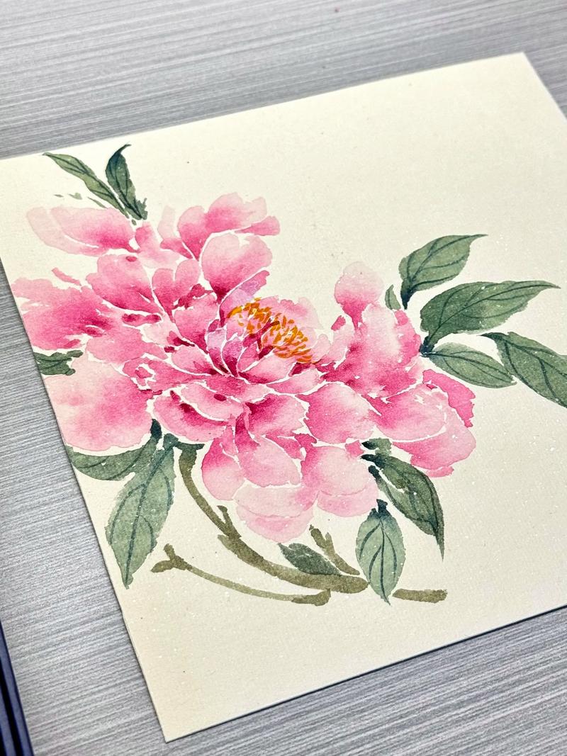中国风芍药水墨画古风插画