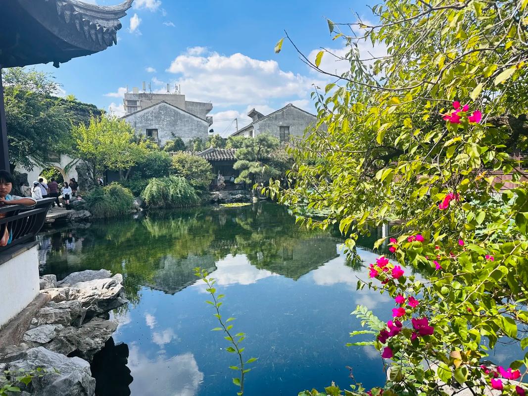 苏州艺圃茶园临水观景座位