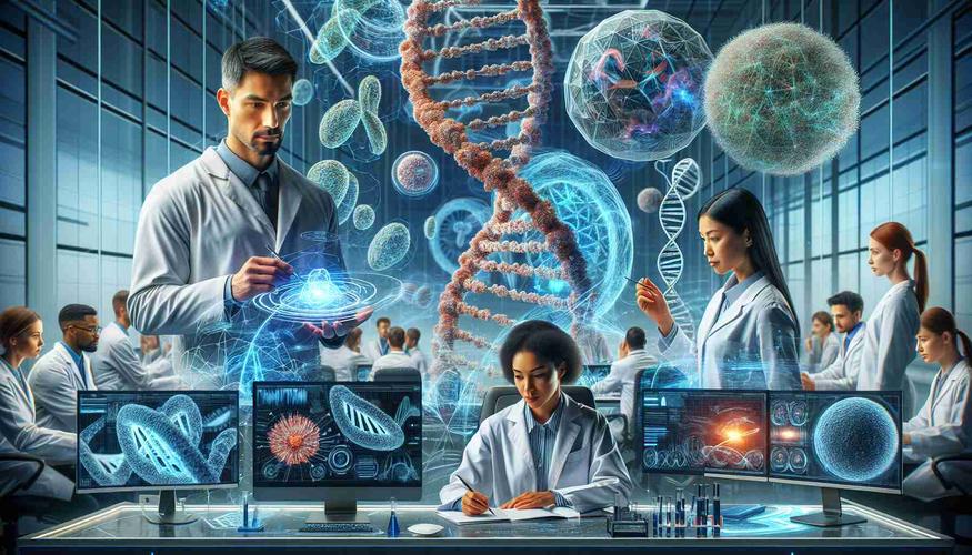科学家与AI机器人并肩站在实验室白板前讨论实验方案