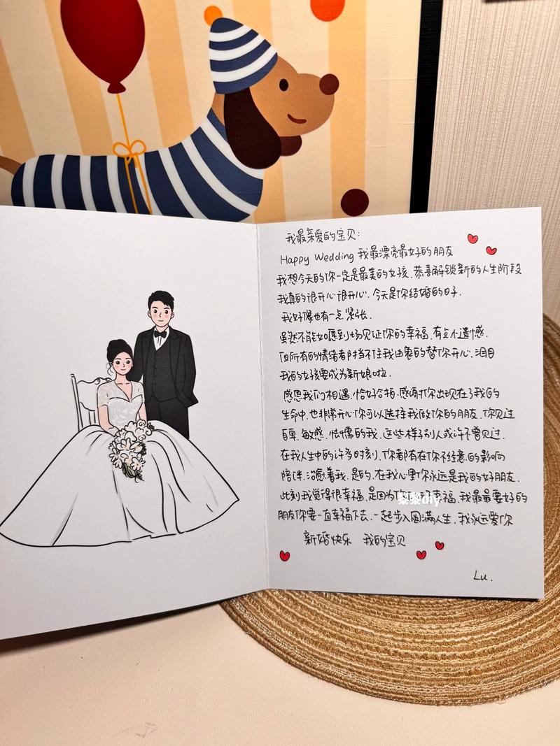 婚礼留言簿上朋友画的手绘漫画祝福
