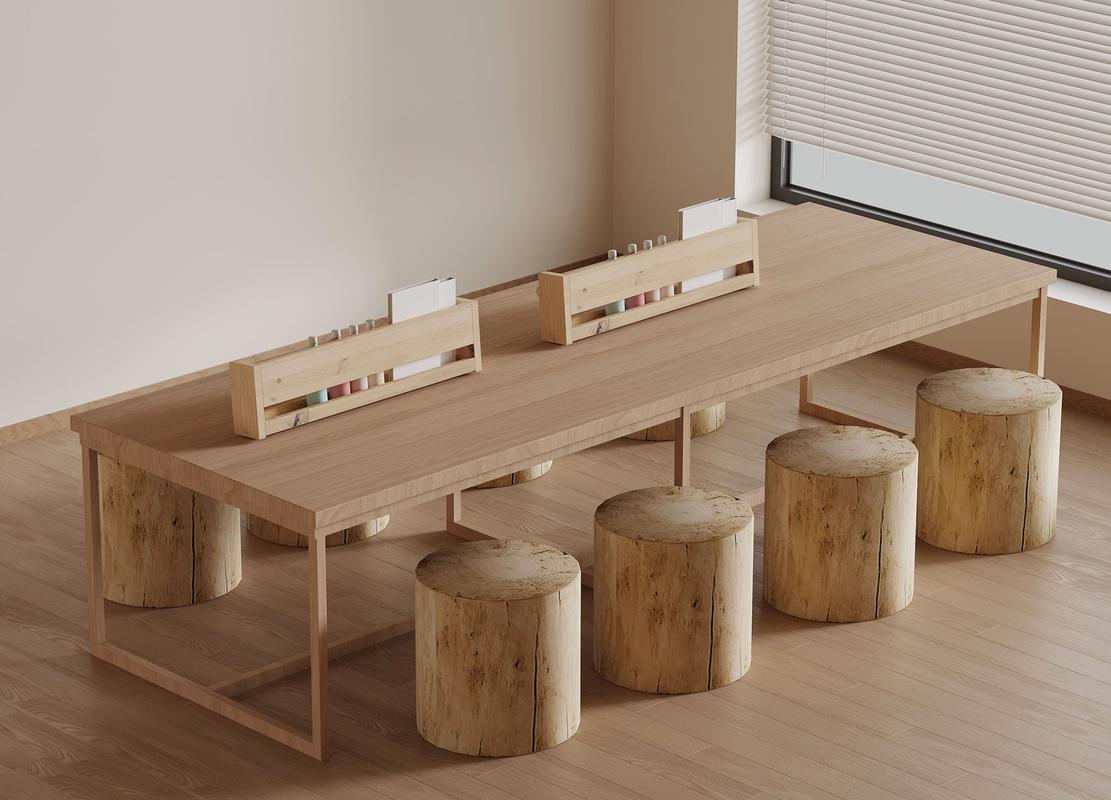 摆满常用手作材料的原木风极简工作台