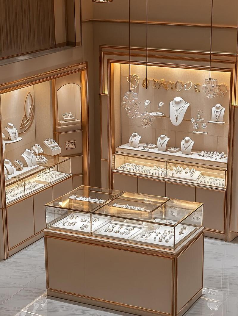 线下品牌珠宝店钻石黄金展示柜台