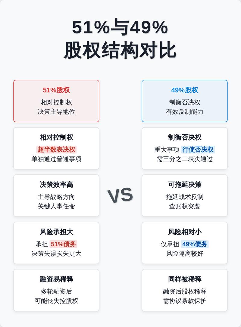 股权分配饼图,51%与49%对比