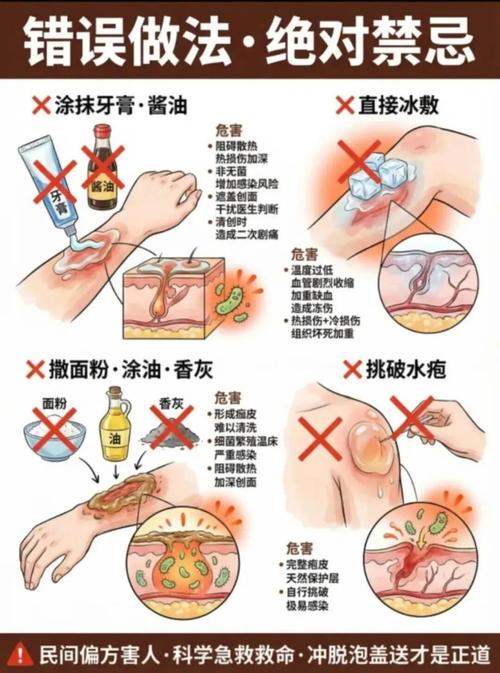 烫伤后冷水冲操作正确示范图