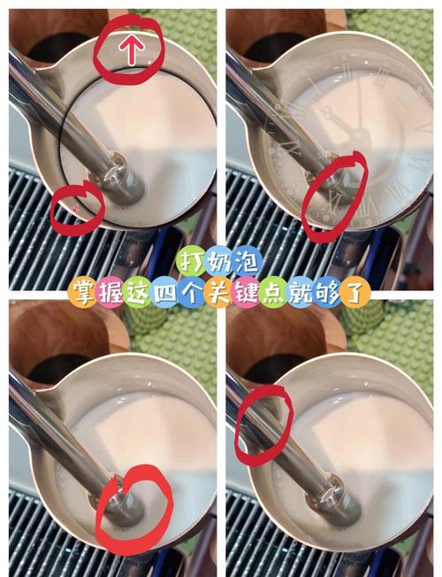 咖啡拉花正确打奶泡蒸汽棒位置示意图
