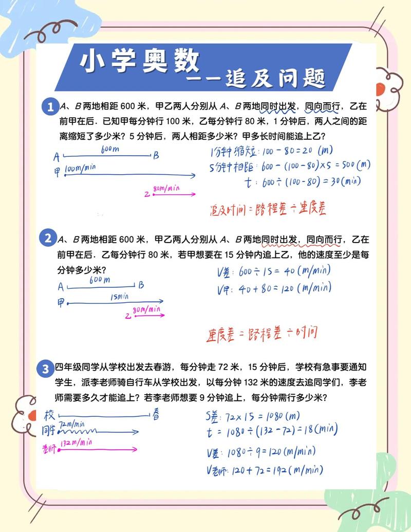 小学追及问题速度差常见错题整理表