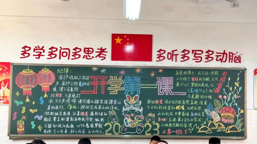 中学语文老师黑板画问号开学第一课