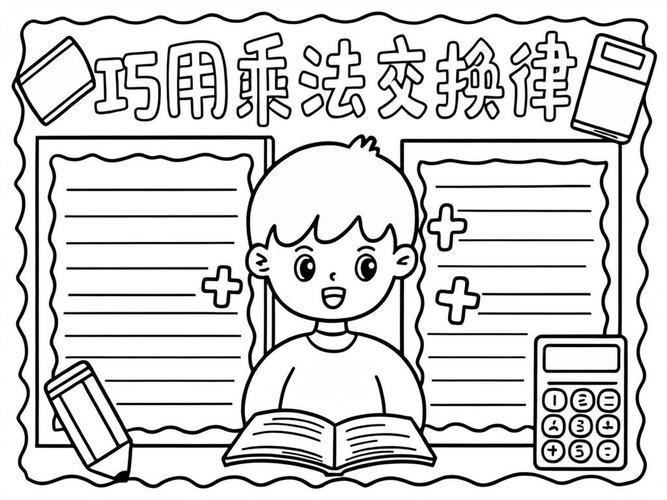 小学生草稿本上乘法交换律疑问涂鸦