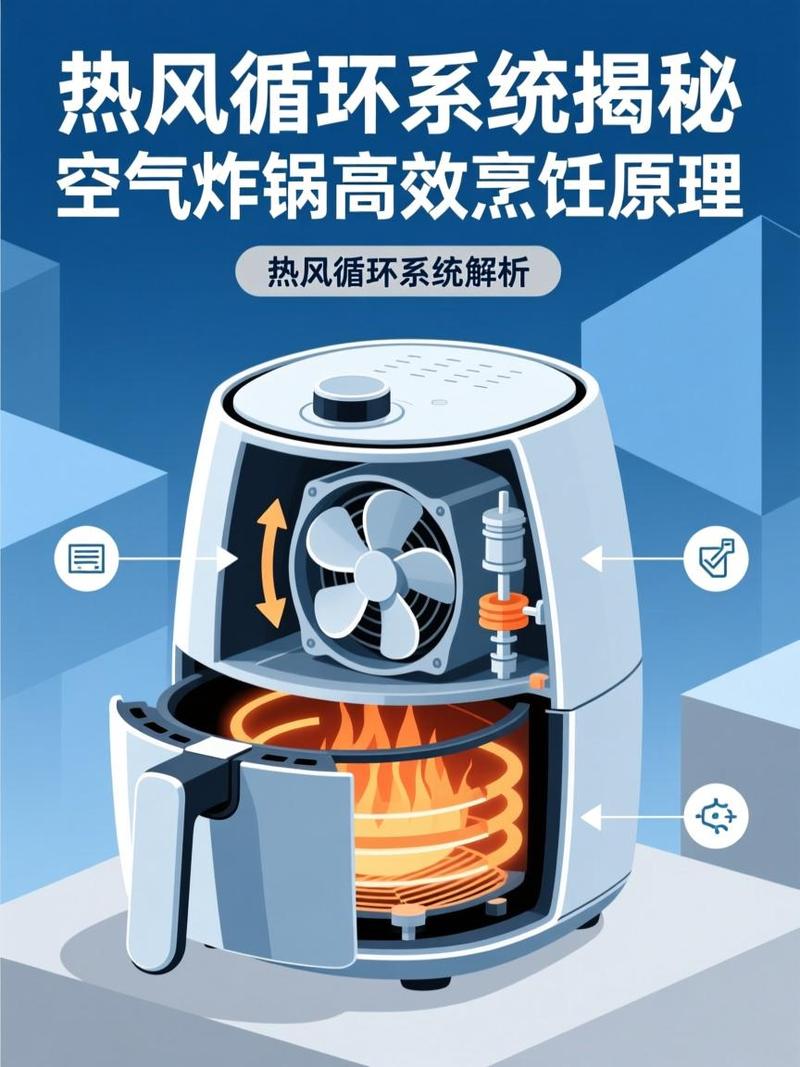 空气炸锅内部热风循环原理示意图