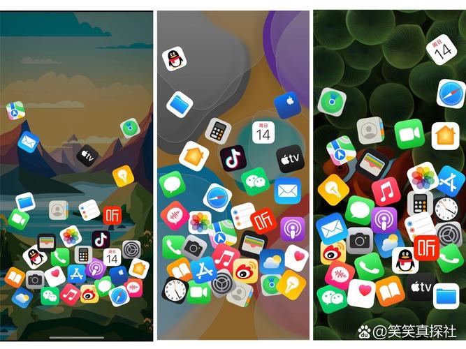 手机屏幕杂乱应用图标与清爽极简主页面对比