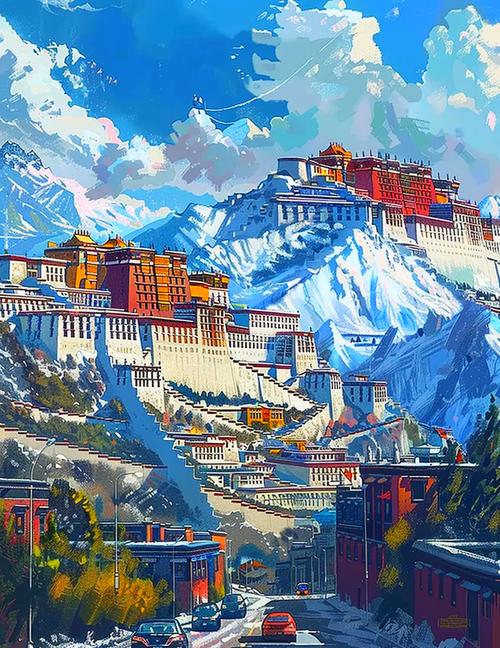 布达拉宫宫内古代手绘壁画