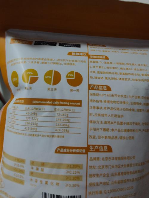 宠物食品包装热量标注特写