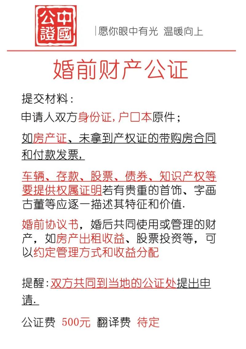 婚前财产协议公证处盖章文件特写