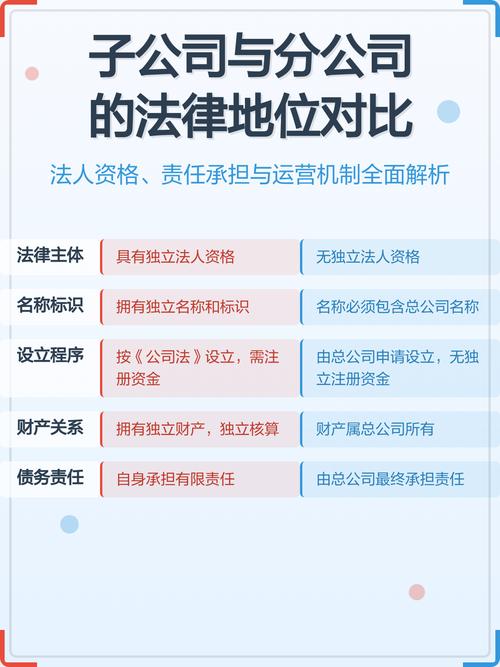 公司法人与分公司法律地位对比示意图