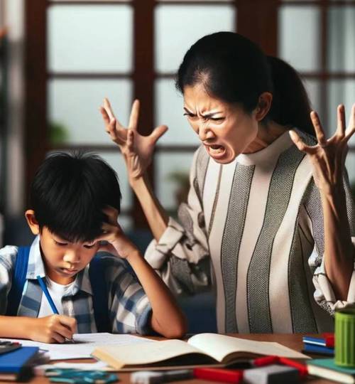 孩子被家长训斥时恐惧表情特写