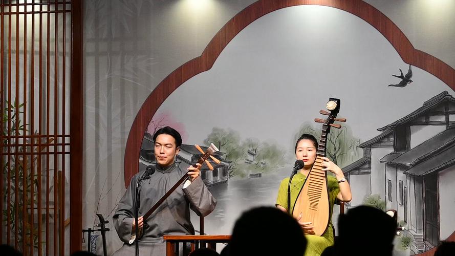 苏州评弹老琵琶三弦演奏现场