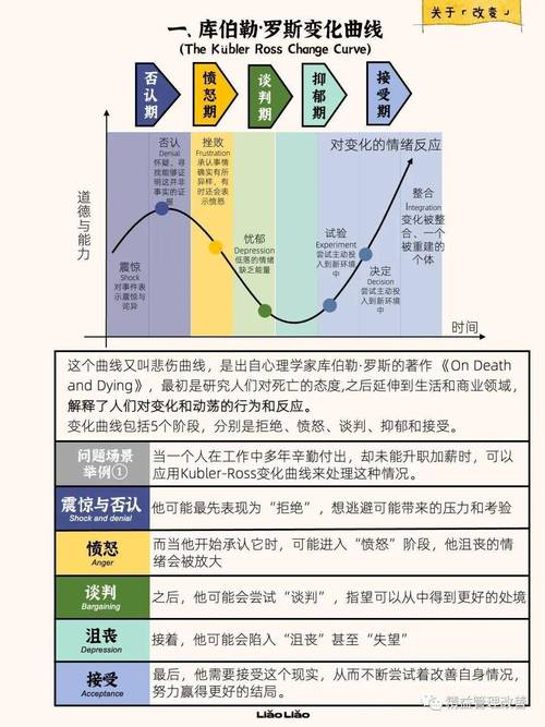 库伯勒罗斯变革情绪曲线五个阶段示意图