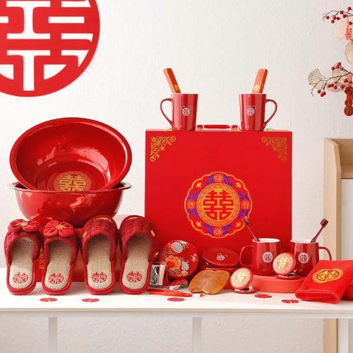 传统中式婚礼喜梳套装雕刻鸳鸯蝙蝠