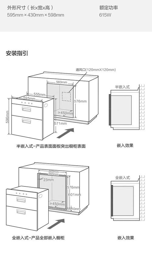 嵌入式消毒柜水电预留位置施工图