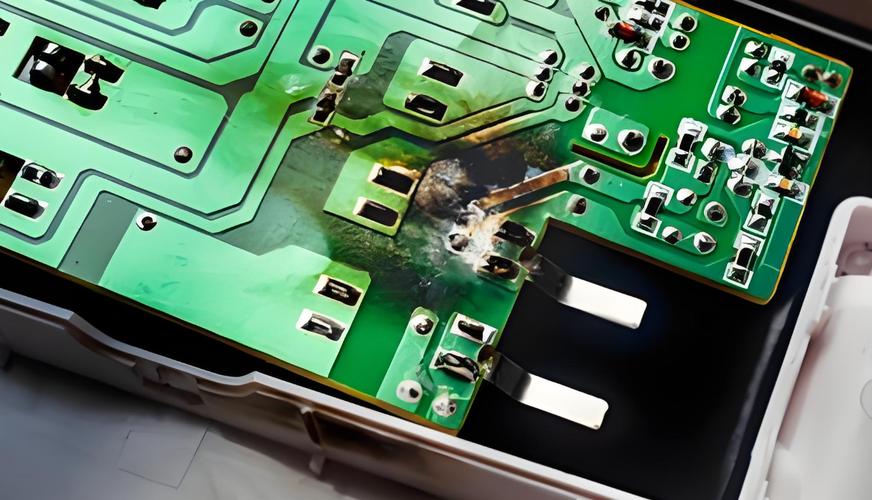 工业显微镜检测PCB板短路缺陷实拍图
