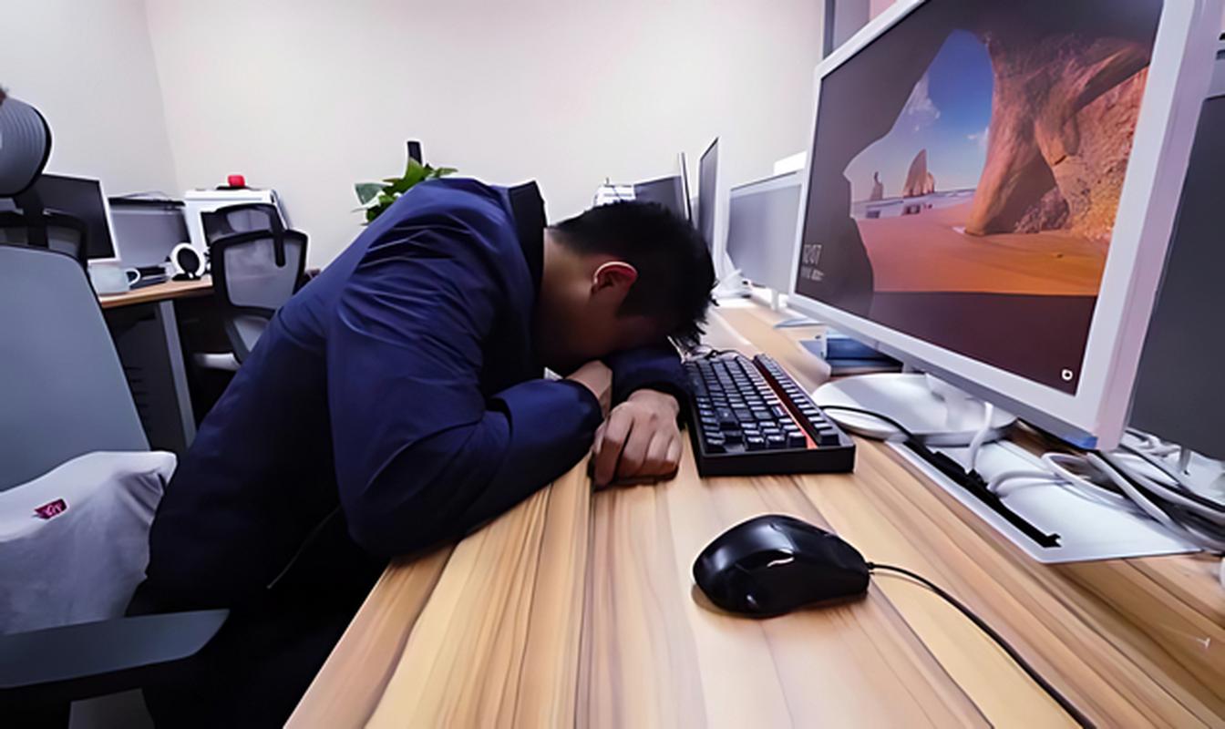 职场新人深夜加班改方案疲惫的背影照片